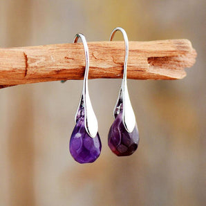 Boucles d’oreilles pendantes en Améthystes facettées