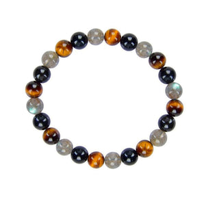 Bracelet «Protection Ultime» en Labradorite, Oeil de Tigre et Obsidienne Noire