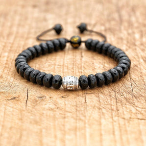 Bracelet de méditation unisexe en Onyx noir mat