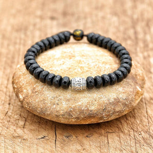 Bracelet de méditation unisexe en Onyx noir mat