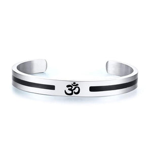 Bracelet jonc « OM » en acier inoxydable