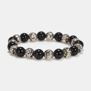 Bracelets en Onyx Noir Naturel et Perles gravées du Mantra « OM »