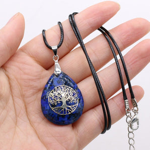 Collier pendentif « arbre de vie » en pierre naturelle