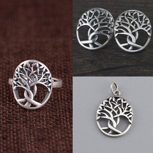 Ensemble Bague, boucles d'oreilles et pendentif en argent Sterling 925 véritable