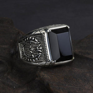 Bague en Argent 925 et Obsidienne