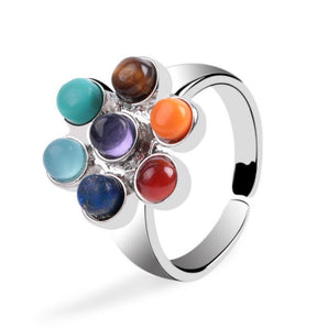 Bague fleur de vie des 7 chakras