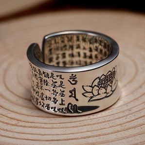 Bague Sutra du Lotus en argent 999