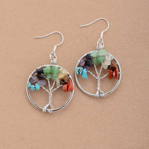 Boucles d’oreilles « Arbre de vie des 7 Chakras »