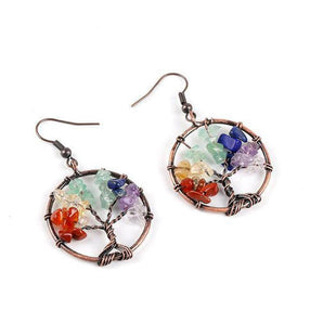 Boucles d'oreilles «Arbre de vie des 7 Chakras»