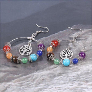 Boucles d'oreilles «arbre de vie et 7 Chakras»