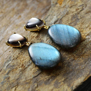 Boucles d'oreilles de luxe pendantes en Labradorites