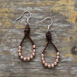 Boucles d'oreilles en perles et cuir véritable