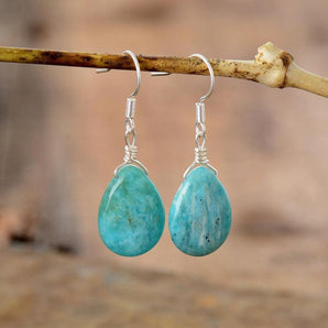 Boucles d’oreilles goutte d’eau en Amazonite