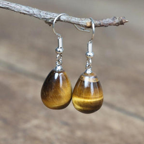 Boucles d’oreilles goutte d’eau en Œil de tigre