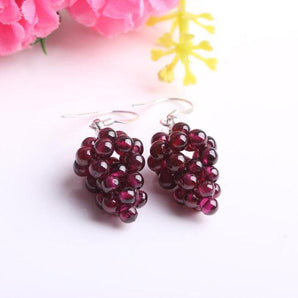 Boucles d’oreilles grappe de raisin en grenat