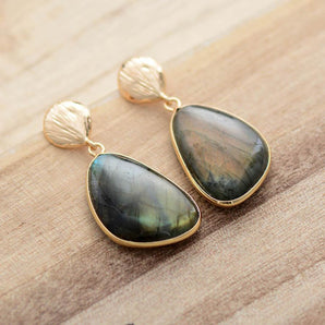 Boucles d’oreilles larme en Labradorite