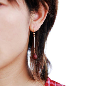 Boucles d’oreilles pendantes en Jaspe rouge facetté