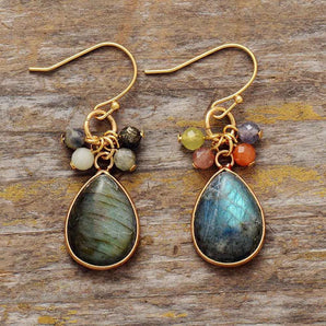 Boucles d’oreilles pendantes en Labradorite