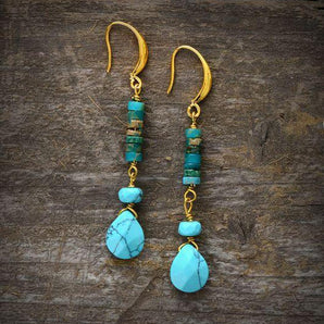 Boucles d'oreilles pendantes «estime de soi» en turquoise