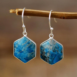 Boucles d’oreilles pendantes forme géométrique en Apatite