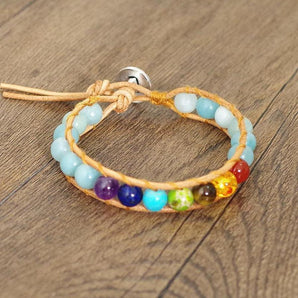 Bracelet «Amour et tendresse» des 7 chakras et Amazonite