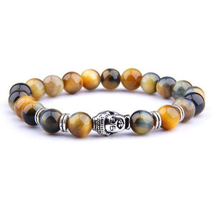 Bracelet de protection Bouddha et Œil de tigre brun/jaune