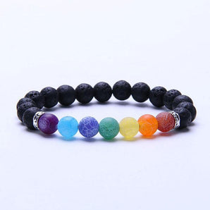 Bracelet des 7 chakras lave et perles en verre