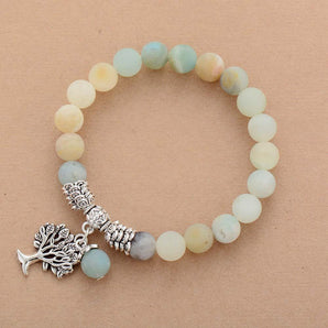 Bracelet en Amazonite et sa pampille « Arbre de vie »