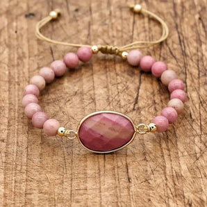 Bracelet en pierre de Rhodonite