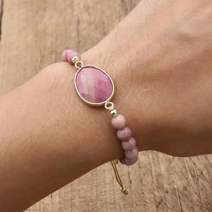 Bracelet en pierre de Rhodonite