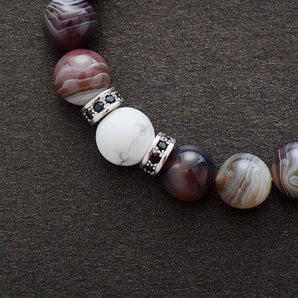 Bracelet en pierres d’Agate Botswana et Howlite