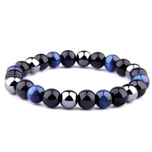 Bracelet «Protection, Communication et Vitalité» en Lapis Lazuli, Obsidienne noire et Hématite