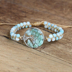 Bracelet Shamballa « Arbre de vie » en Amazonite naturelle