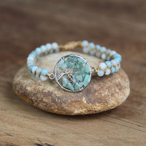 Bracelet Shamballa « Arbre de vie » en Amazonite naturelle