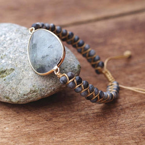 Bracelet Shamballa en Labradorite naturelle