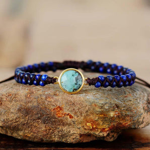 Bracelet Shamballa en Lapis Lazuli et Jaspe africain