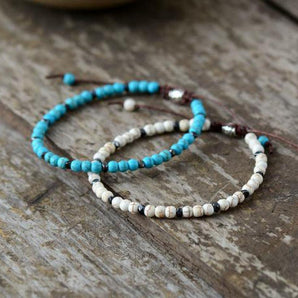 Bracelet Shamballa en Turquoise ou Howlite blanche