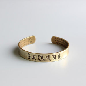 Bracelet tibétain du Sutra du cœur en laiton