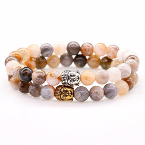 Bracelets multi couleurs en pierres d’Onyx et tête de Bouddha