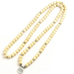 Mala 108 perles en Howlite blanche