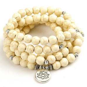 Mala 108 perles en Howlite blanche