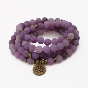 Mala 108 perles en pierres violettes mates