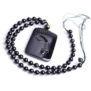 Pendentif  Bouddha en Obsidienne Noire