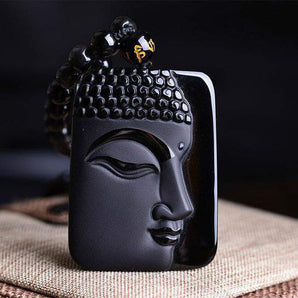 Pendentif  Bouddha en Obsidienne Noire