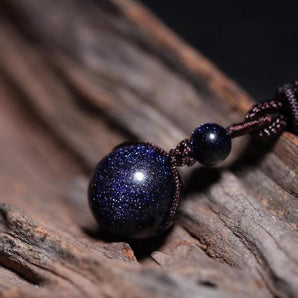 Pendentif boules en gré bleu